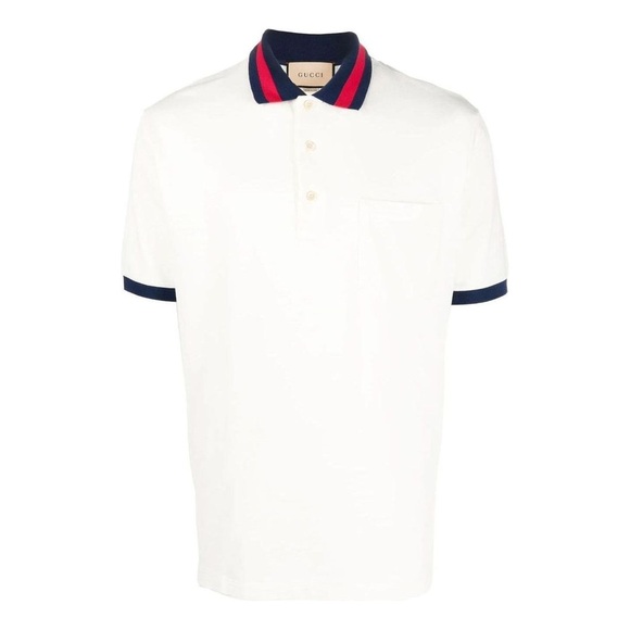 Gucci White Polo with Blue and Red Accents - Picture 1 of 4